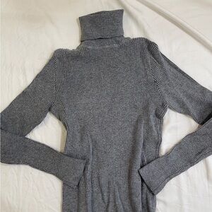 YesStyle Charcoal Ribbed Turtleneck Sweater